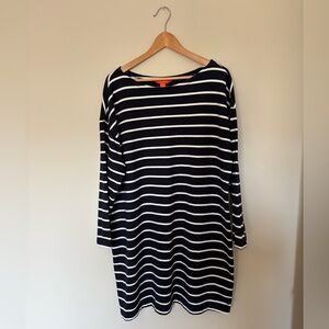 Joe Fresh Nautical Striped Dress Navy & White 1X Cotton Long Sleeve Preppy